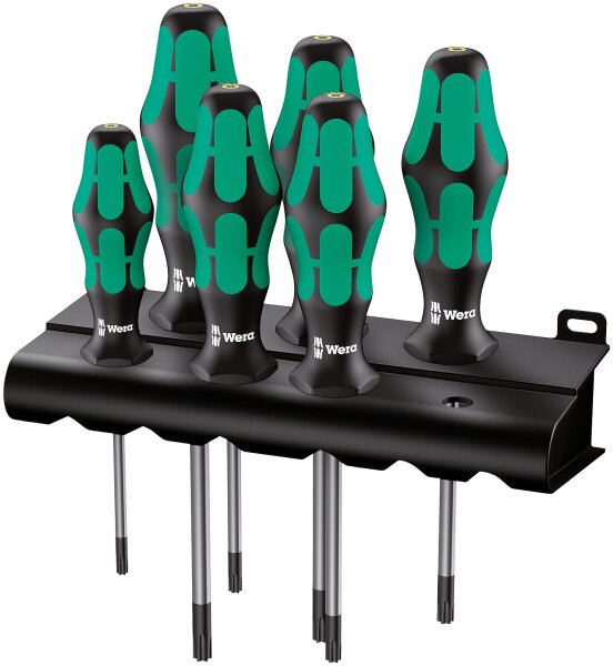 Torx®-TH (mit Bohrung)-Schraubendreher-Satz Wera 367/6 Rack Kraftform Plus, Torx® BO, 6-teilig