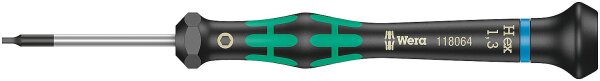 Feinmechanik-Innensechskant-Schraubendreher Wera 2054 Serie Kraftform Micro, Black Point-Spitze, Hex-Plus, SW 0,7 x 40 mm