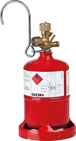Propan - Leichtstahlflasche mit Flaschenventil u.Standfuß (o. R) Kleinstflasche 0,5 kg (leer)