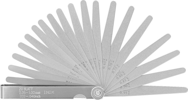 Fühlerblattlehre Messbereich 0,05-1mm rostfrei, 20 Blätter
