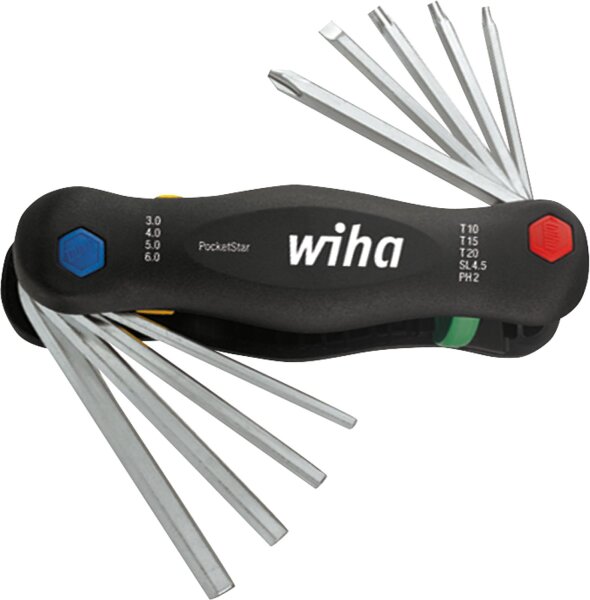 Gemischter Winkelschlüsselsatz SL4.5/PH2/T10/T15/T20/ SW3/4/5/6 , 9-teilig Typ 351 PG9X