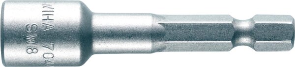 Außensechskant-Steckschlüsseleinsatz Bit wiha 7044M mit 1/4"-Antrieb, metisch, magnetisch, SW 10,0 x 55 mm
