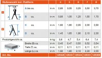 Stufen-Steh-Leiter Arb.Höhe 2,85 Standhöhe 0,85 Länge 1,60, 4 Stufen