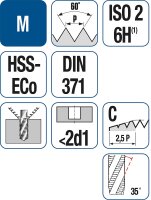 HSS-Maschinengewindebohrer Spiral-genutet, blank M5 DIN 371