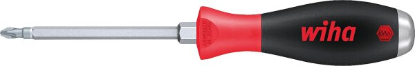 Pozidriv-Schraubendreher mit Schlagkappe wiha 532 SoftFinish®, Klinge durchgehend mit Sechskant, PZ1 x 80 mm