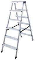 Stufen-Doppel-Leiter Arb.Höhe 2,43 m Standhöhe 0,43 m Länge 0,95 2x4 Stufen