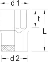 Steckschlüsseleinsatz GEDORE 3/8" 12-kant, kurz, SW 13,0mm Länge 28mm