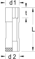 Steckschlüsseleinsatz GEDORE 1/2" 6-kant, metrisch, SW 17,0mm Länge 77mm