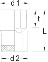 Steckschlüsseleinsatz GEDORE 1/2" 12-kant, kurz, SW 19,0mm Länge 40mm