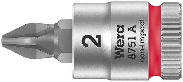 Phillips-Steckschlüsseleinsatz Wera 8751 A Bitnuss mit 1/4"-Antrieb, kurz, PH2 x 28 mm