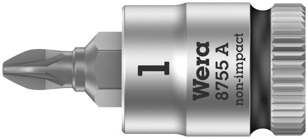 Pozidriv-Steckschlüsseleinsatz Wera 8755 A Bitnuss mit 1/4"-Antrieb, kurz, PZ1 x 28 mm