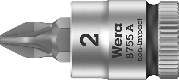Pozidriv-Steckschlüsseleinsatz Wera 8755 A Bitnuss mit 1/4"-Antrieb, kurz, PZ2 x 28 mm