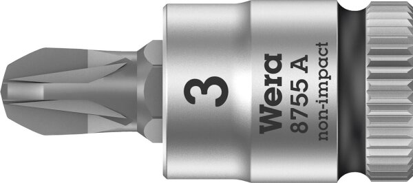 Pozidriv-Steckschlüsseleinsatz Wera 8755 A Bitnuss mit 1/4"-Antrieb, kurz, PZ3 x 28 mm