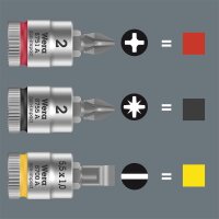 Pozidriv-Steckschlüsseleinsatz Wera 8755 A Bitnuss mit 1/4"-Antrieb, kurz, PZ3 x 28 mm