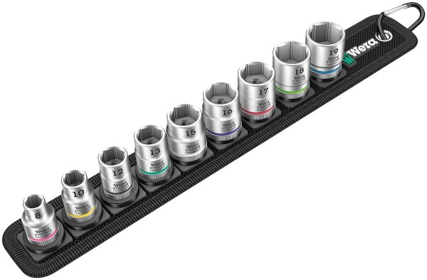 Steckschlüsselsatz WERA Belt 3/8", 6-kant, kurz, SW 8-19