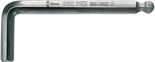 Winkelschlüssel WERA verchromt 6-kant mit Kugelkopf, 10,0x125mm kurz