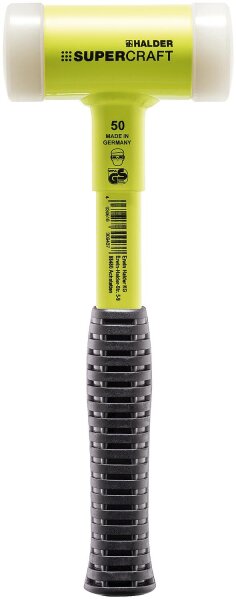 SUPERCRAFT-Schonhammer, rückschlagfrei, mit bruchsicherem Stahlrohrstiel, gelb lackiert, Ø 50 mm, Nylon