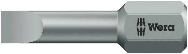 Schlitz-Bit Wera 800/1 TZ mit 1/4"-Antrieb, metrisch, kurz, Zähhart mit Torsions-Zone, SL5,5 x 1,0 x 25 mm
