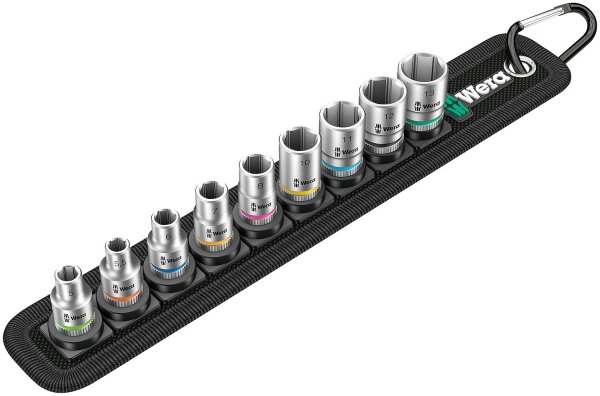 Satz Steckschlüsseleinsatz WERA 9-teilig 1/4", 6-kant, SW 5,0 - 13,0, kurz