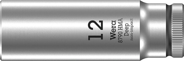 Außensechskant-Steckschlüsseleinsatz Wera 8790 HMA Deep mit 1/4"-Antrieb, metrisch, lang, SW 12,0 x 50 mm