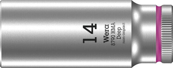 Außensechskant-Steckschlüsseleinsatz Wera 8790 HMA Deep mit 1/4"-Antrieb, metrisch, lang, SW 14,0 x 50 mm