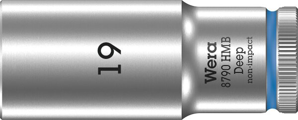 Außensechskant-Steckschlüsseleinsatz Wera 8790 HMB Deep mit 3/8"-Antrieb, metrisch, lang, SW 19,0 x 64 mm