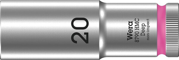 Außensechskant-Steckschlüsseleinsatz Wera 8790 HMC Deep mit 1/2"-Antrieb, metrisch, lang, SW 20,0 x 83 mm