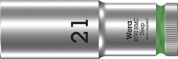 Außensechskant-Steckschlüsseleinsatz Wera 8790 HMC Deep mit 1/2"-Antrieb, metrisch, lang, SW 21,0 x 83 mm