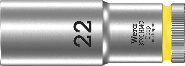 Außensechskant-Steckschlüsseleinsatz Wera 8790 HMC Deep mit 1/2"-Antrieb, metrisch, lang, SW 22,0 x 83 mm