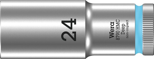 Außensechskant-Steckschlüsseleinsatz Wera 8790 HMC Deep mit 1/2"-Antrieb, metrisch, lang, SW 24,0 x 83 mm