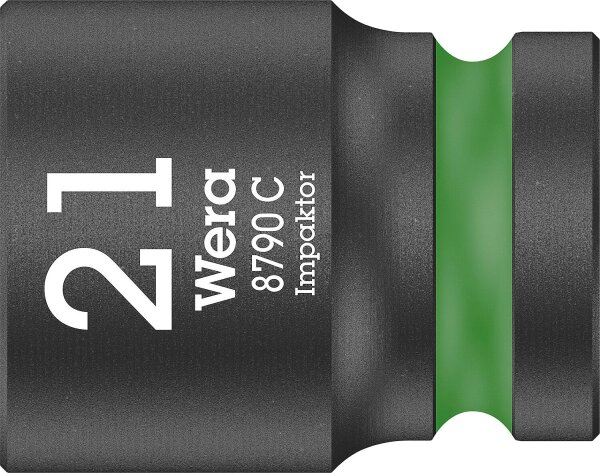 Kraftschrauber Außensechskant-Steckschlüsseleinsatz Wera 8790 C Impaktor mit 1/2"-Antrieb, metrisch, kurz, SW 21,0 x 83 mm
