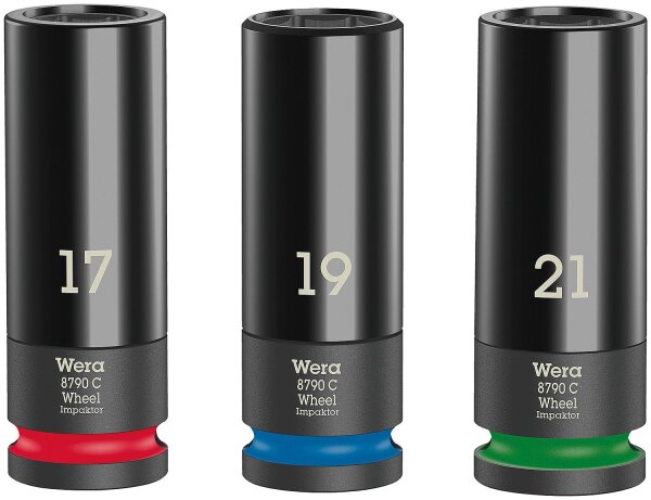 Satz Kraftschraubereinsatz WERA 3-teilig 1/2", 6-kant, lang SW 17 - 21