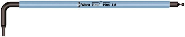 Innensechskant-Winkelschlüssel Wera 950 SPKL metrisch, Multicolour, ummantelt, BlackLaser, Hex-Plus und Kugelkopf, SW 1,5 x 90 mm