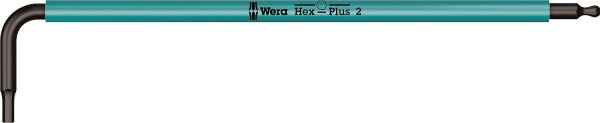 Innensechskant-Winkelschlüssel Wera 950 SPKL metrisch, Multicolour, ummantelt, BlackLaser, Hex-Plus und Kugelkopf, SW 2,0 x 101 mm