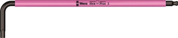 Innensechskant-Winkelschlüssel Wera 950 SPKL metrisch, Multicolour, ummantelt, BlackLaser, Hex-Plus und Kugelkopf, SW 3,0 x 123 mm