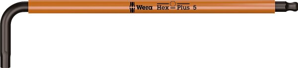 Innensechskant-Winkelschlüssel Wera 950 SPKL metrisch, Multicolour, ummantelt, BlackLaser, Hex-Plus und Kugelkopf, SW 5,0 x 154 mm