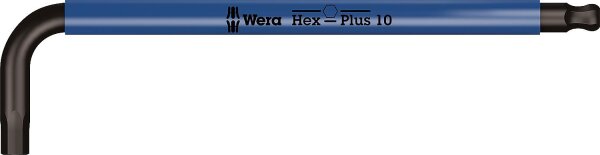 Innensechskant-Winkelschlüssel Wera 950 SPKL metrisch, Multicolour, ummantelt, BlackLaser, Hex-Plus und Kugelkopf, SW 10,0  x 224