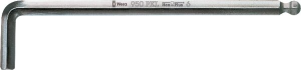 Innensechskant-Winkelschlüssel Wera 950 PKL metrisch, gestellverchromt, Hex-Plus und Kugelkopf, SW 2,5 x 112 mm