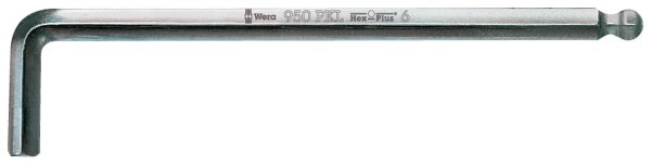 Innensechskant-Winkelschlüssel Wera 950 PKL metrisch, gestellverchromt, Hex-Plus und Kugelkopf, SW 5,0 x 160 mm