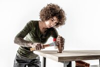 BASEPLEX-Schonhammer HALDER® mit Zinkdruckguss-Gehäuse und Holzstiel, Ø 30 mm, Nylon / Cellulosacetat