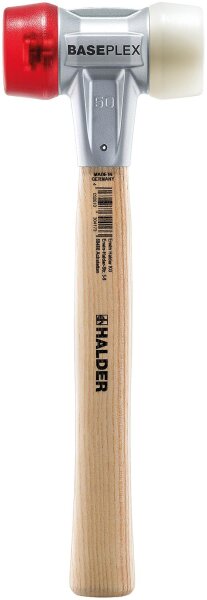 BASEPLEX-Schonhammer HALDER® mit Zinkdruckguss-Gehäuse und Holzstiel, Ø 40 mm, Nylon / Cellulosacetat