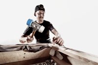 SIMPLEX-Schonhammer HALDER® mit Aluminiumgehäuse und Holzstiel, Ø 50 mm, TPE-soft / Superplastik