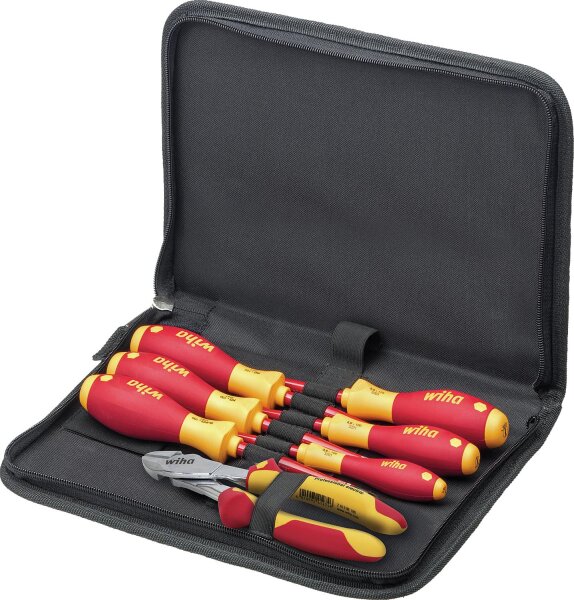 Werkzeug-Set Wiha® Schraubendreher und Seitenschneider, 7- teilig, mit Werkzeugmappe