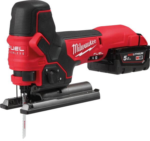 Akku-Stichsäge Milwaukee M18FBJS-502X, 18V mit 2x 5,0 Ah Akkus und Ladegerät