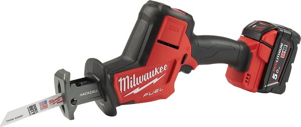 Akku-Säbelsäge Milwaukee M18FHZ-502X, 18V mit 2x 5,0 Ah Akkus und Ladegerät