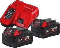 Akku-Set Milwaukee M18NRG-502 , 18V mit 2x 5,0 Ah und 12V...