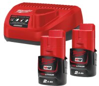 Akku-Set Milwaukee M12NRG-202, 12V mit 2x 2,0 Ah Akkus...