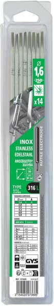 Edelstahl-Elektroden - 316 L - Ø 1,6 mm - Blister VPE 14