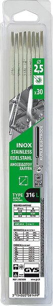 Edelstahl-Elektroden - 316 L - Ø 2,5 mm - Blister VPE 30
