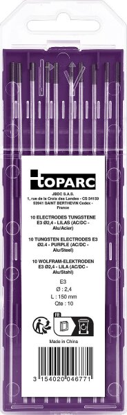 Wolfram-Elektroden - Lila - für AC/DC - Ø 2,4 mm - Alu/Stahl VPE 10